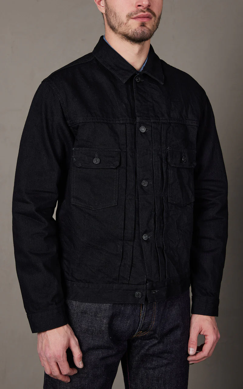 Momotaro Jeans MXGJ1108 Type 2 Denim Jacket Black x Black 15.7oz - Image 3