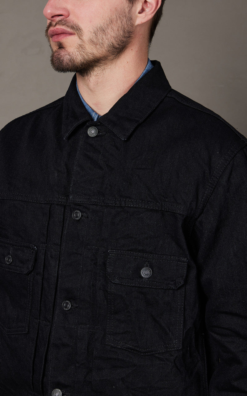 Momotaro Jeans MXGJ1108 Type 2 Denim Jacket Black x Black 15.7oz - Image 4