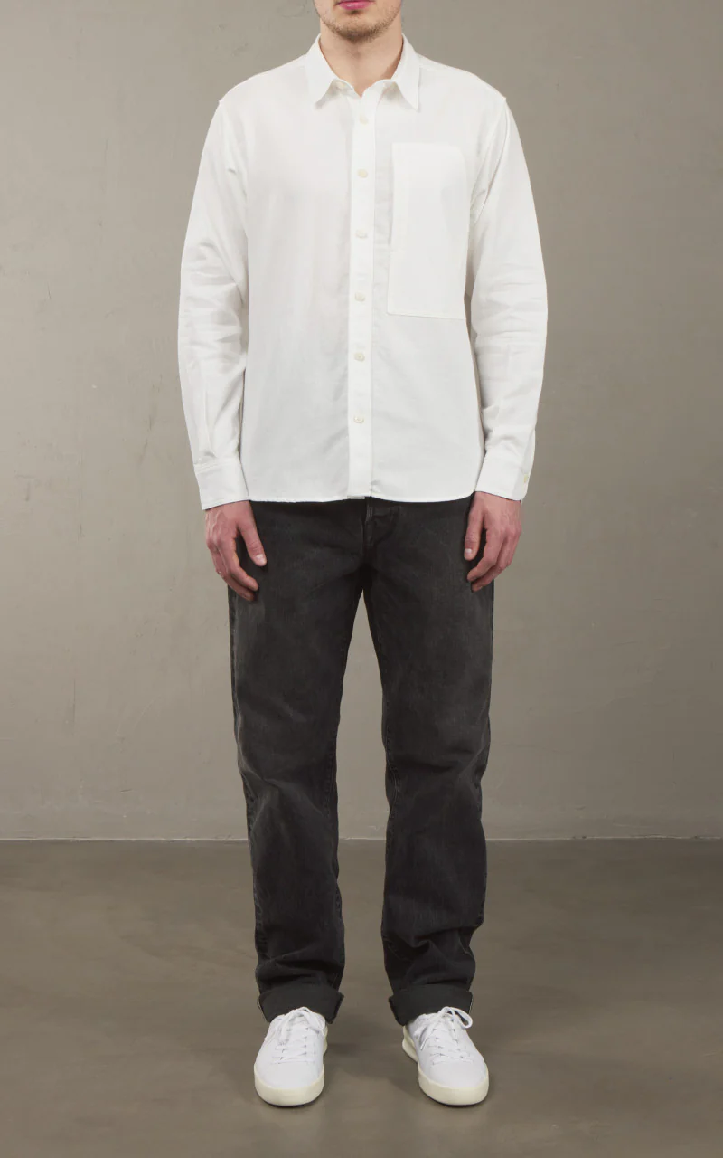 Momotaro Jeans MXLS1008 Dobby Work Shirt White - Image 2