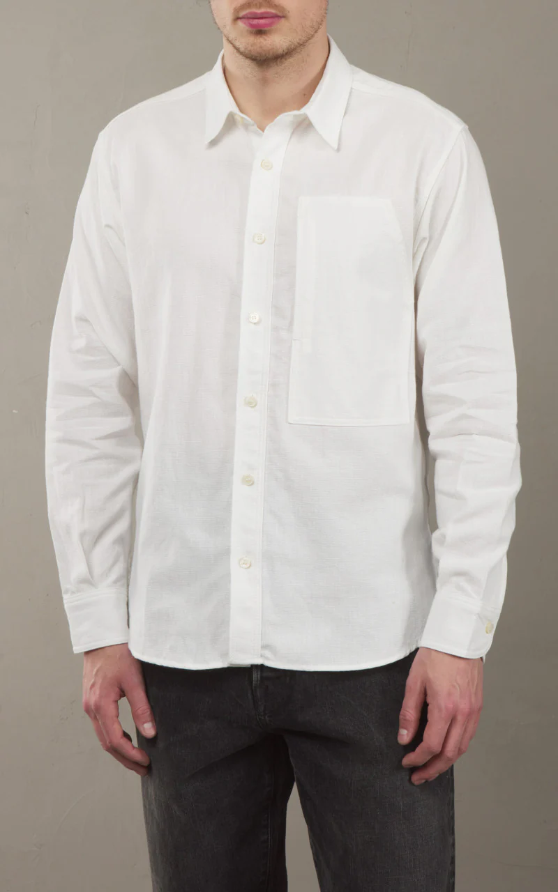 Momotaro Jeans MXLS1008 Dobby Work Shirt White - Image 3