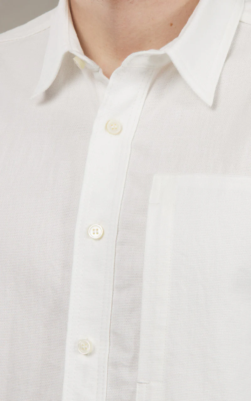 Momotaro Jeans MXLS1008 Dobby Work Shirt White - Image 4