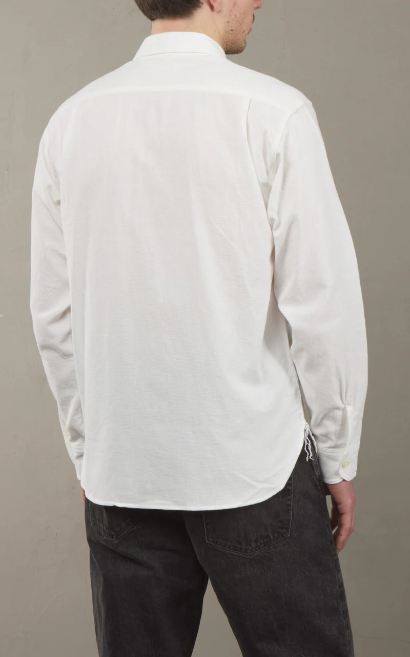 Momotaro Jeans MXLS1008 Dobby Work Shirt White - Image 6