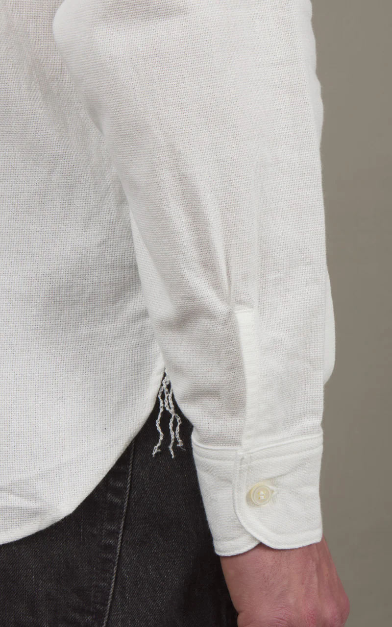 Momotaro Jeans MXLS1008 Dobby Work Shirt White - Image 7