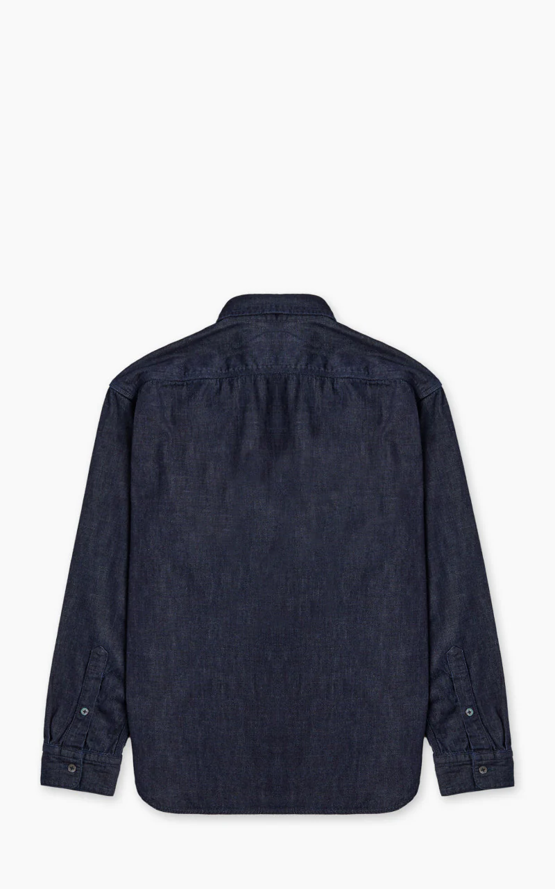 Momotaro Jeans MXLS1022 Selvedge Denim Work Shirt Indigo 8oz - Image 3