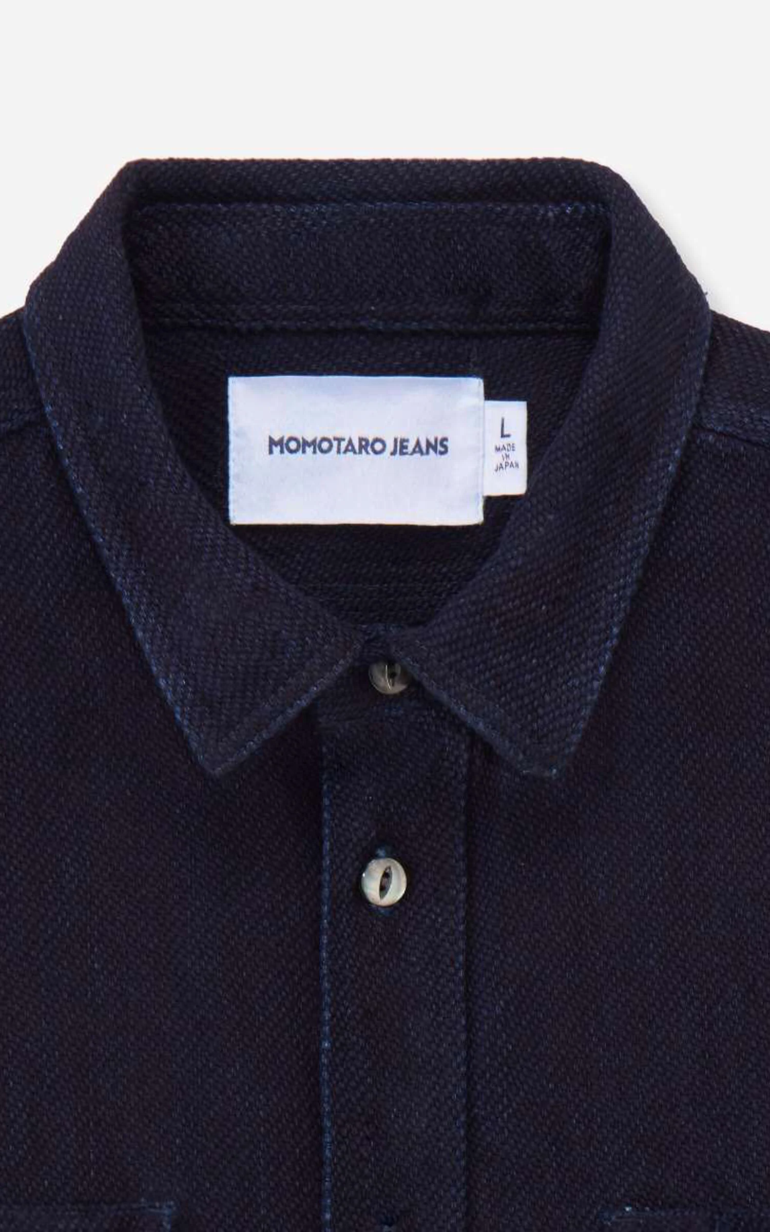 MOMOTARO JEANS MXLS1036 Triple Stitch L/S Dobby Shirt Indigo - Image 3