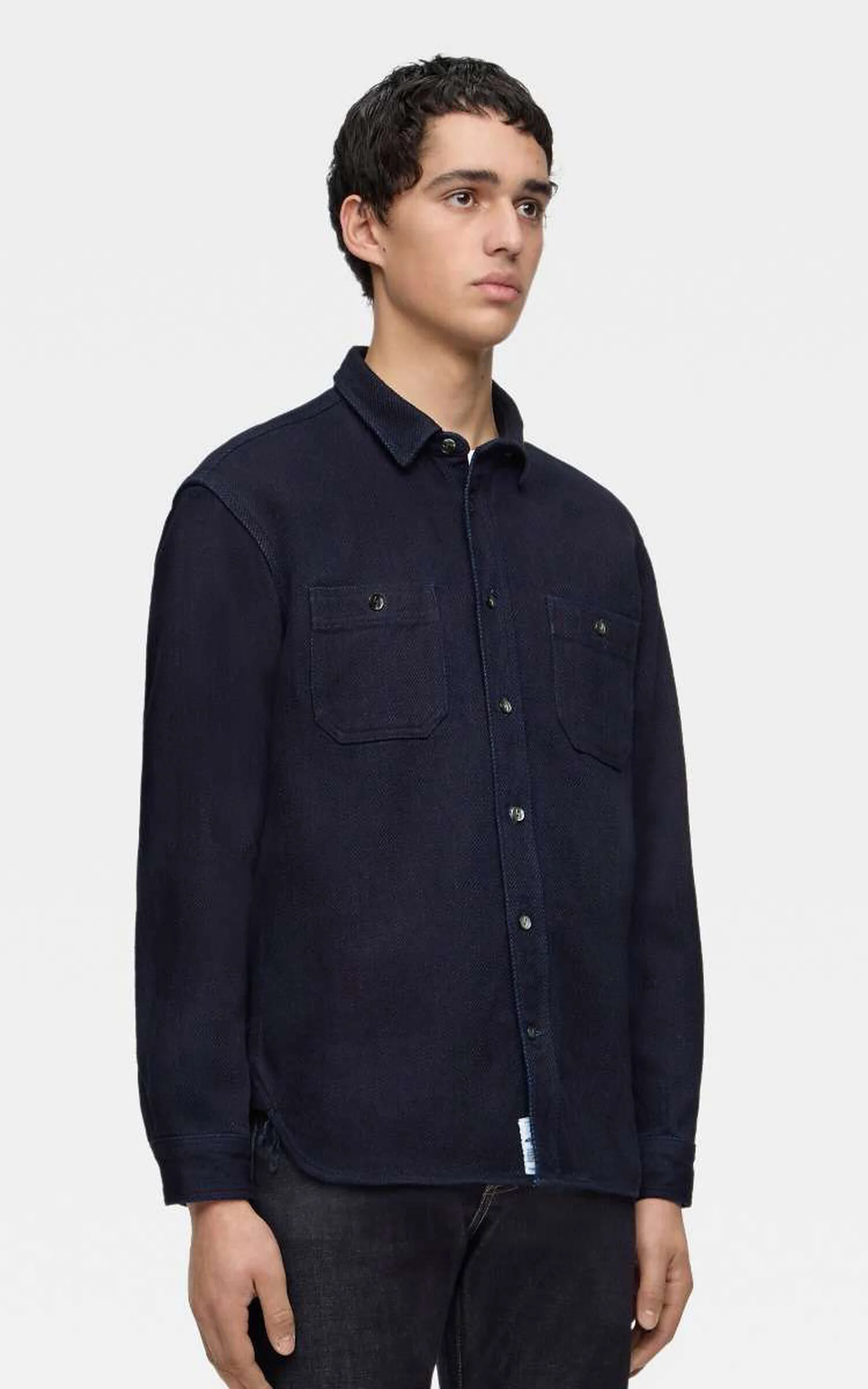 MOMOTARO JEANS MXLS1036 Triple Stitch L/S Dobby Shirt Indigo - Image 4