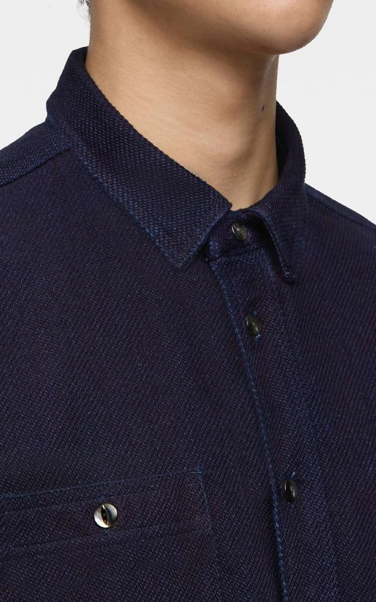 MOMOTARO JEANS MXLS1036 Triple Stitch L/S Dobby Shirt Indigo - Image 5