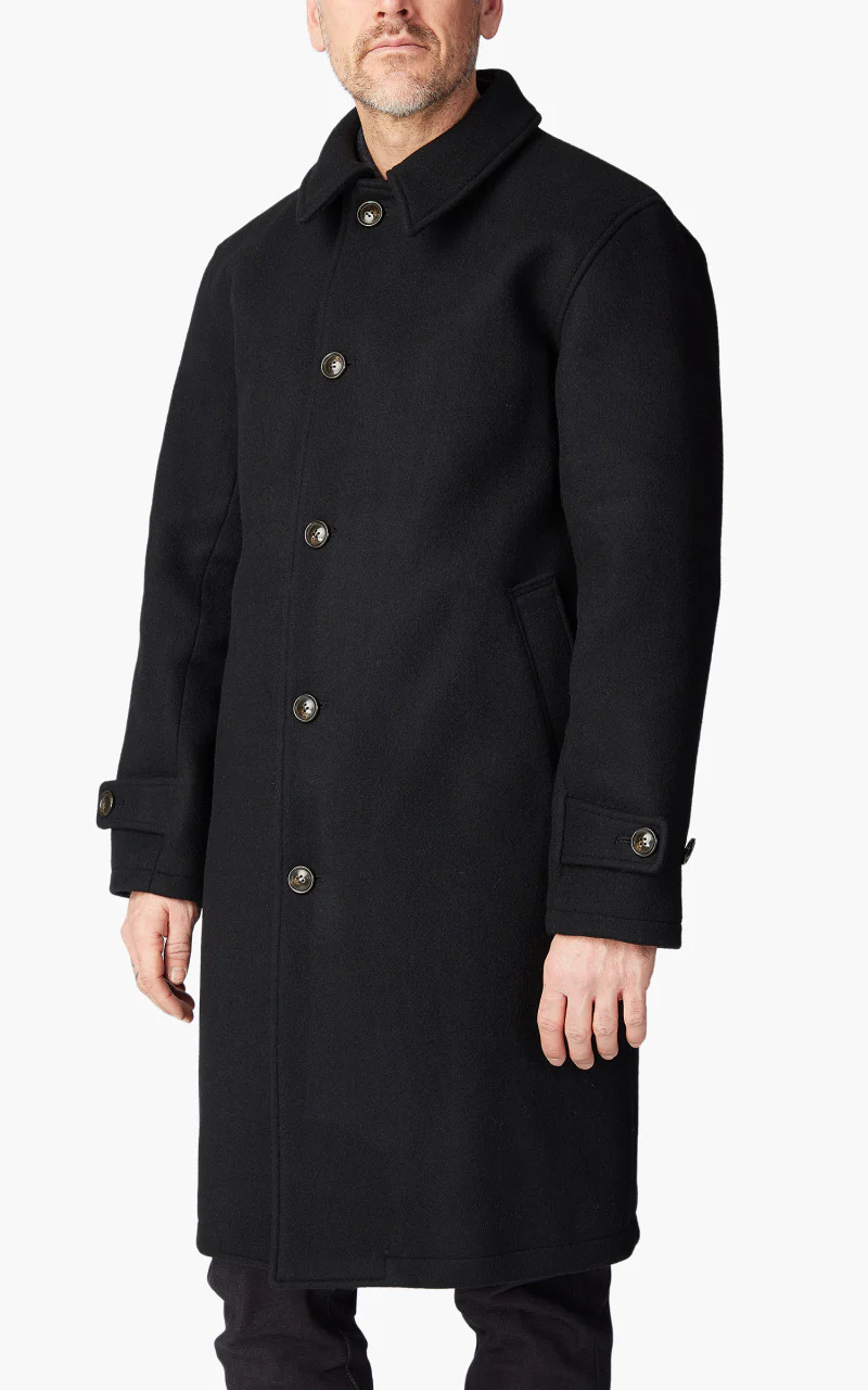 Momotaro Jeans MXOT1500 Heavy Melton Balmacaan Coat Black - Image 2