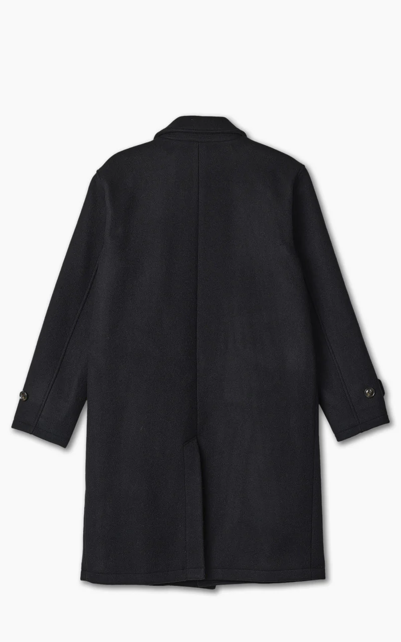 Momotaro Jeans MXOT1500 Heavy Melton Balmacaan Coat Black - Image 3