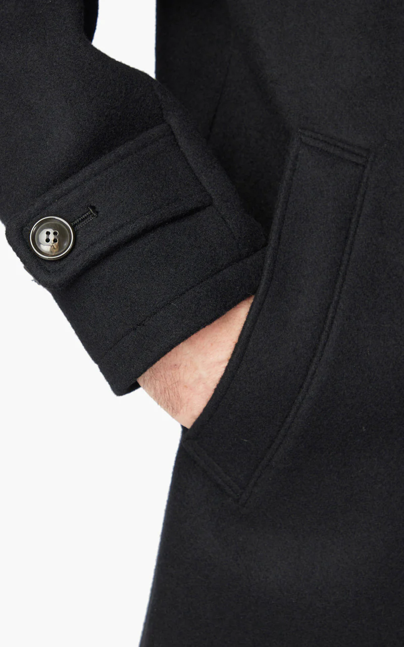 Momotaro Jeans MXOT1500 Heavy Melton Balmacaan Coat Black - Image 6