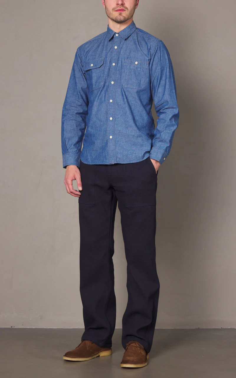Momotaro Jeans MXPT1006 Dobby Wide Bakerpants Indigo - Image 2