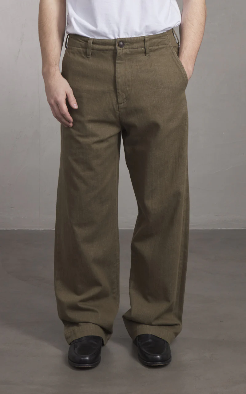Momotaro Jeans MXPT1016 Selvedge Military Pants Army Green 10.5oz - Image 2