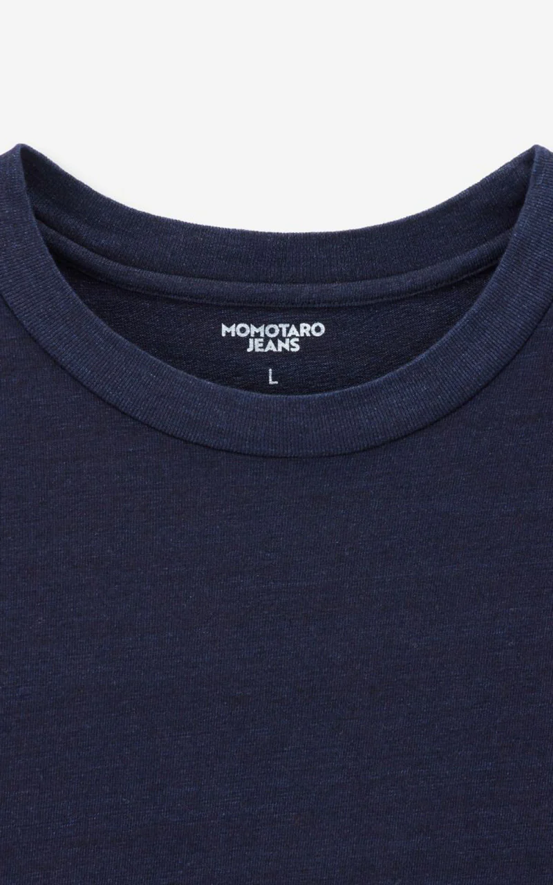 MOMOTARO JEANS MXTS1033 Yarn Dyed S/S T-Shirt Indigo 6.6oz - Image 3
