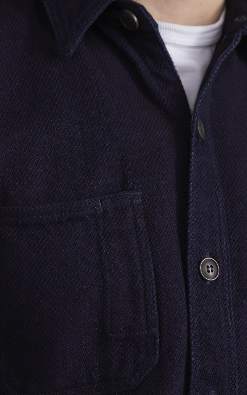 Momotaro Jeans MZLS1070 Heavy Dobby Shirt Sashiko Indigo - Image 3