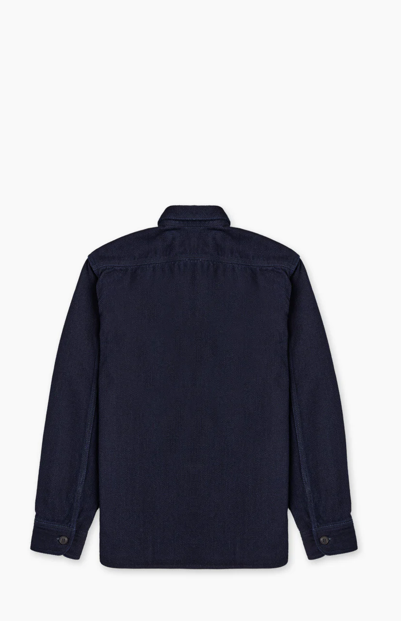 Momotaro Jeans MZLS1070 Heavy Dobby Shirt Sashiko Indigo - Image 6
