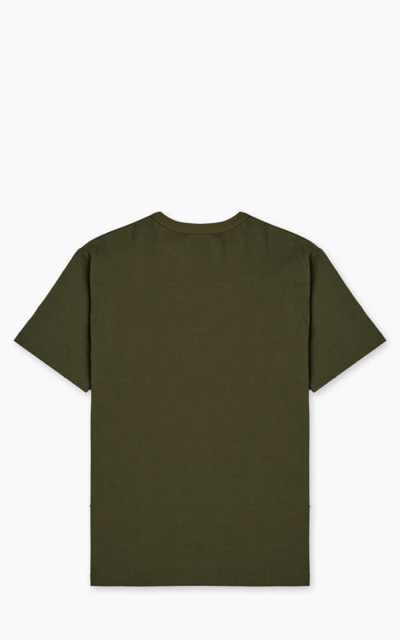 Momotaro Jeans MZTS0003 GTB Denim Pocket T-Shirt Olive Drab 8.5oz - Image 5