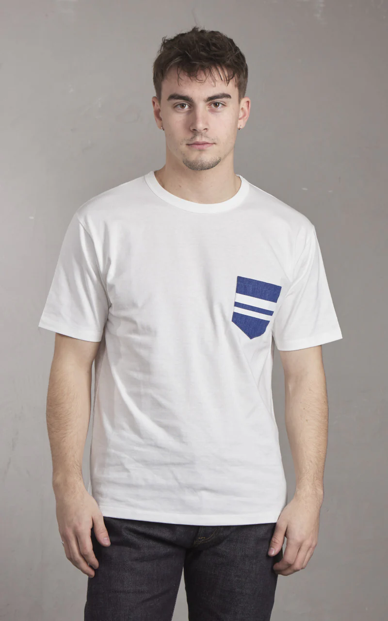 Momotaro Jeans MZTS0003 GTB Denim Pocket T-Shirt White 8.5oz - Image 2
