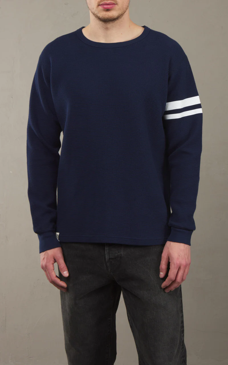 Momotaro Jeans MZTS0079 GTB Thermal Longsleeve T-Shirt Navy - Image 3