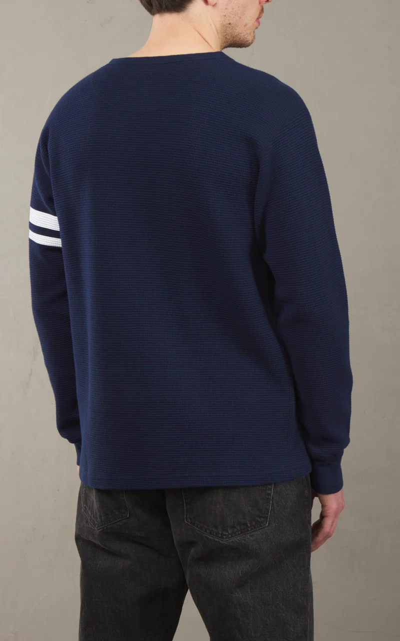 Momotaro Jeans MZTS0079 GTB Thermal Longsleeve T-Shirt Navy - Image 5