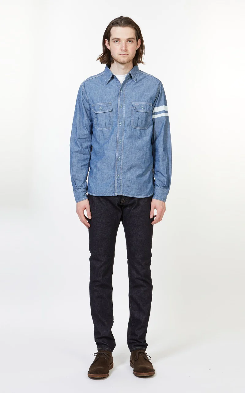 Momotaro Jeans SJ091 Chambray Shirt Indigo - Image 2