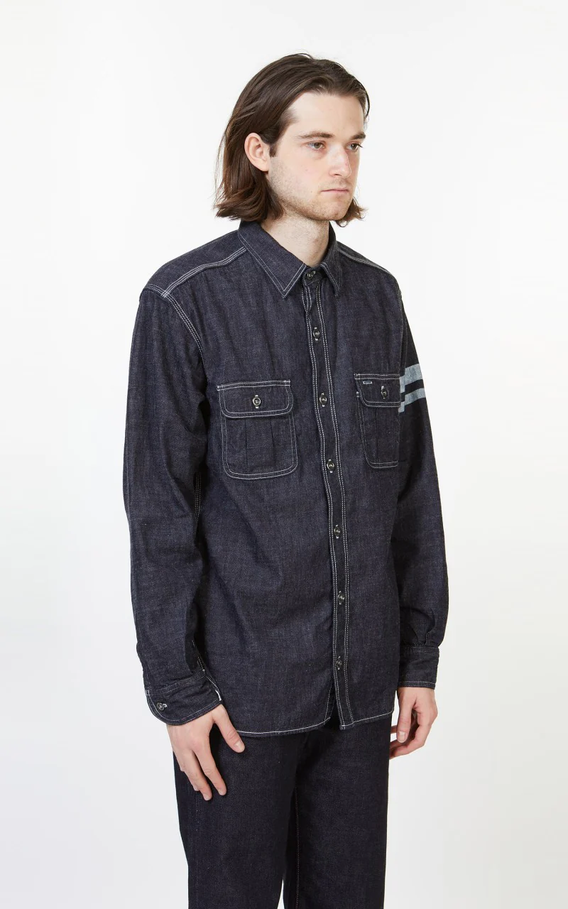 Momotaro Jeans SJ091D Selvedge Denim Work Shirt GTB - Image 3