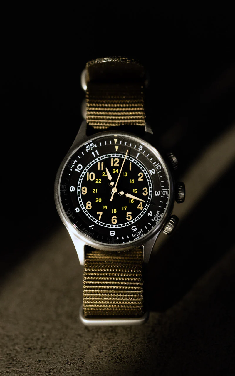 M.R.M.W. A-15 Vintage Military Watch Green Nylon Strap - Image 5