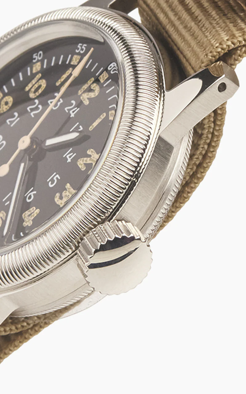 M.R.M.W. A-17 Vintage Military Watch Khaki Nylon Strap - Image 3