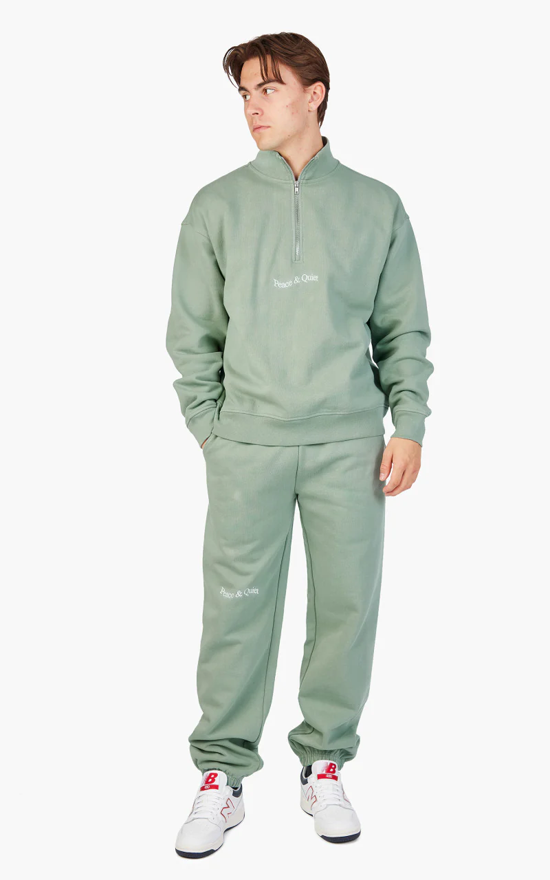 Museum of Peace & Quiet Wordmark Quarter Zip Sage - Image 2