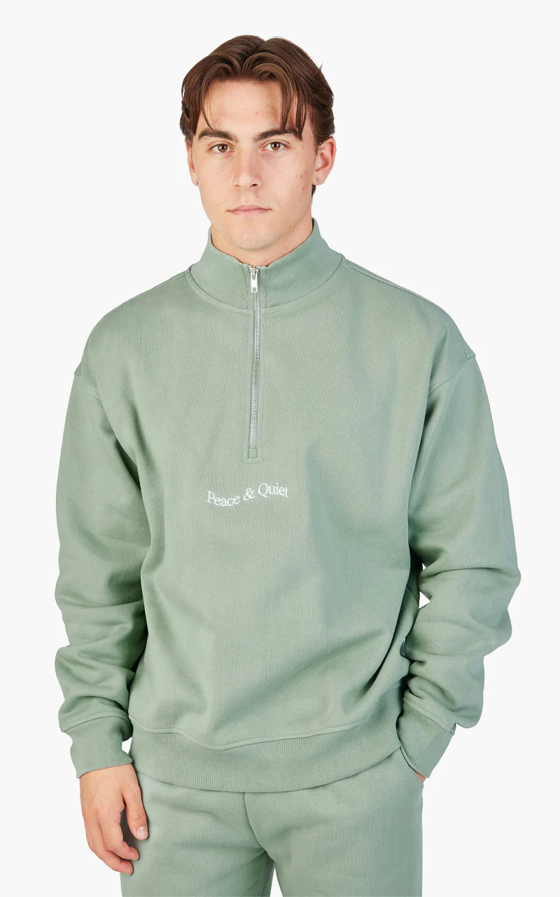 Museum of Peace & Quiet Wordmark Quarter Zip Sage - Image 3