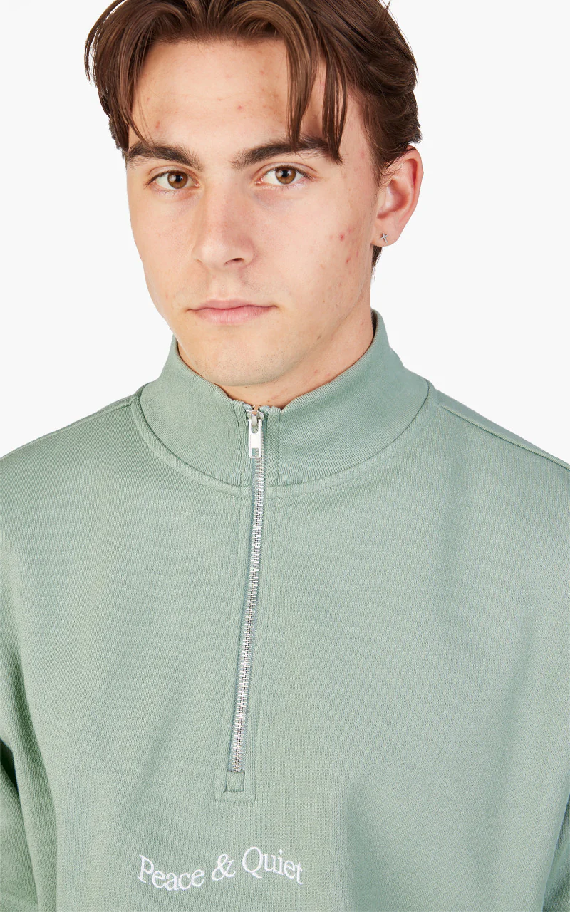 Museum of Peace & Quiet Wordmark Quarter Zip Sage - Image 4