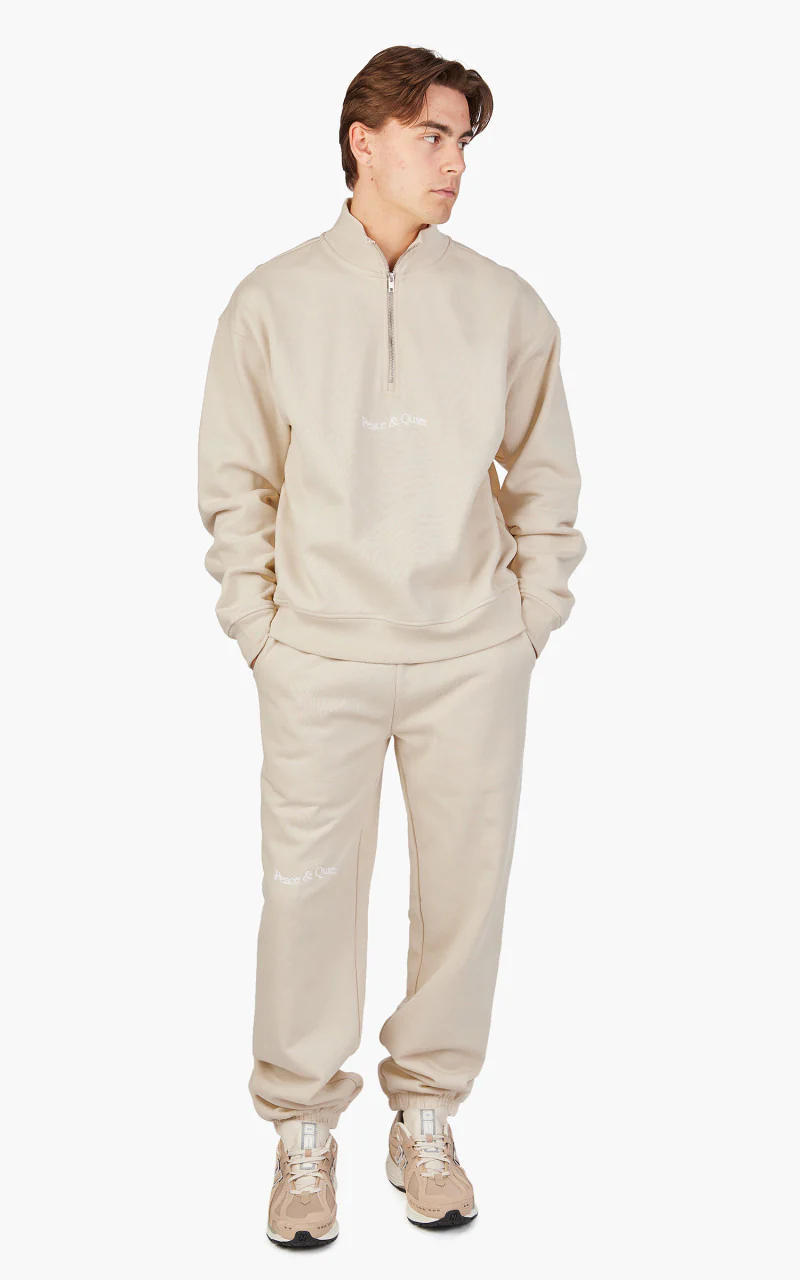 Museum of Peace & Quiet Wordmark Quarter Zip Sand - Image 2