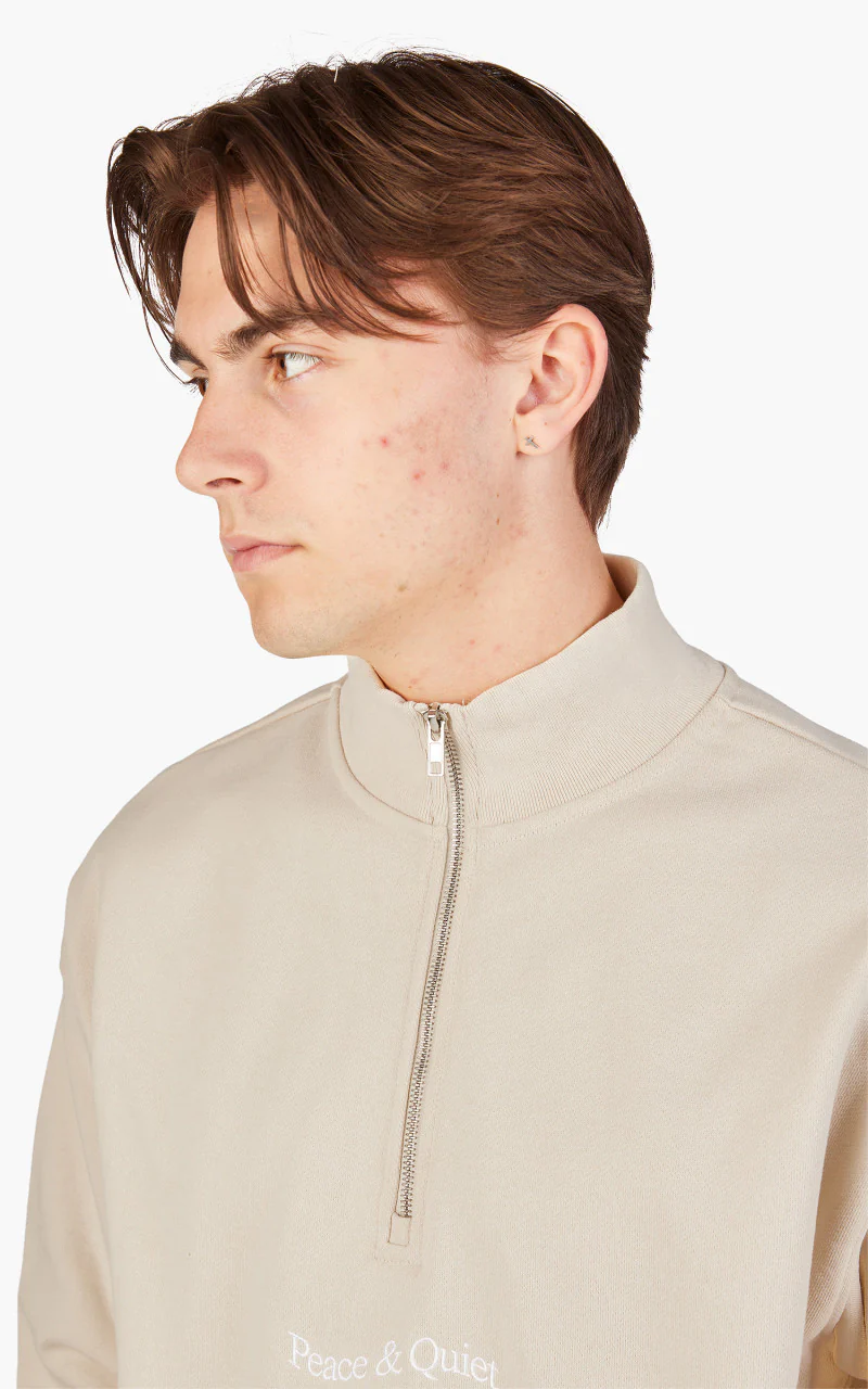 Museum of Peace & Quiet Wordmark Quarter Zip Sand - Image 4