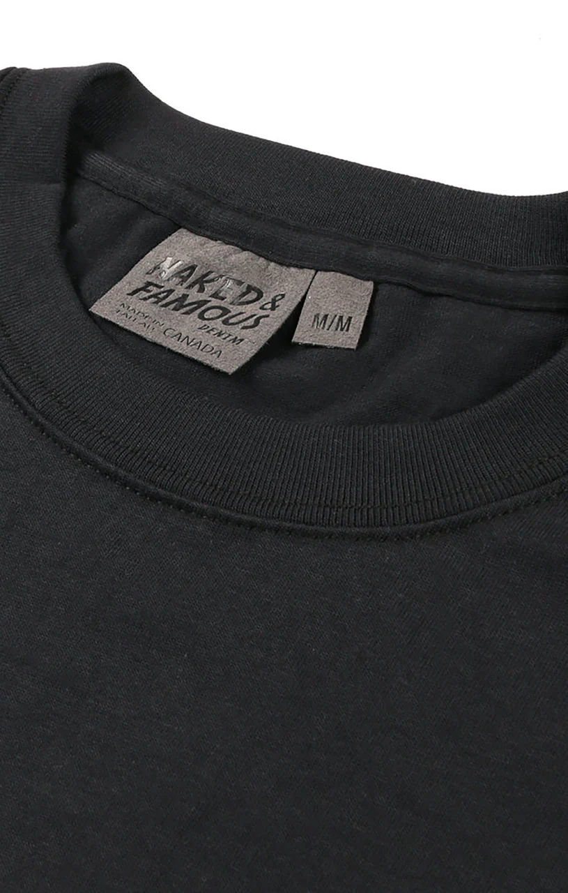 Naked & Famous Denim Circular Knit T-Shirt Black - Image 5