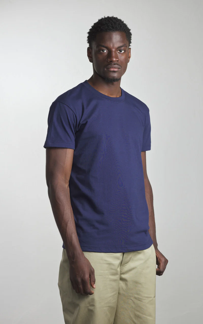 Naked & Famous Denim Circular Knit T-Shirt Solid Navy - Image 3