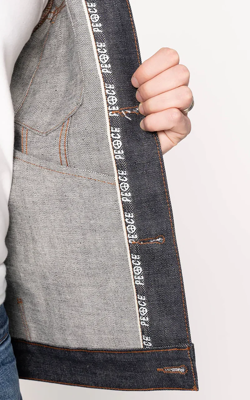 Naked & Famous Denim Denim Jacket Love & Peace Selvedge Indigo 12.5oz - Image 3
