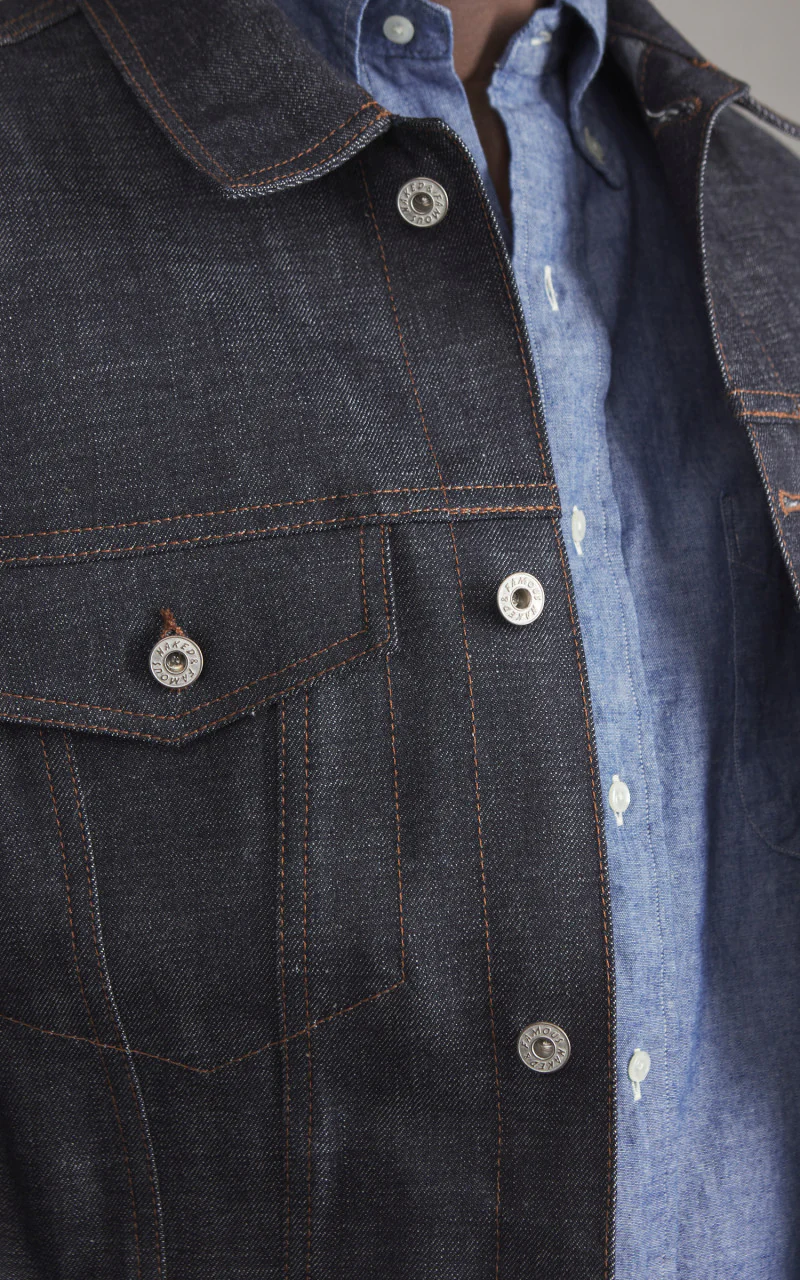 Naked & Famous Denim Denim Jacket Love & Peace Selvedge Indigo 12.5oz - Image 4
