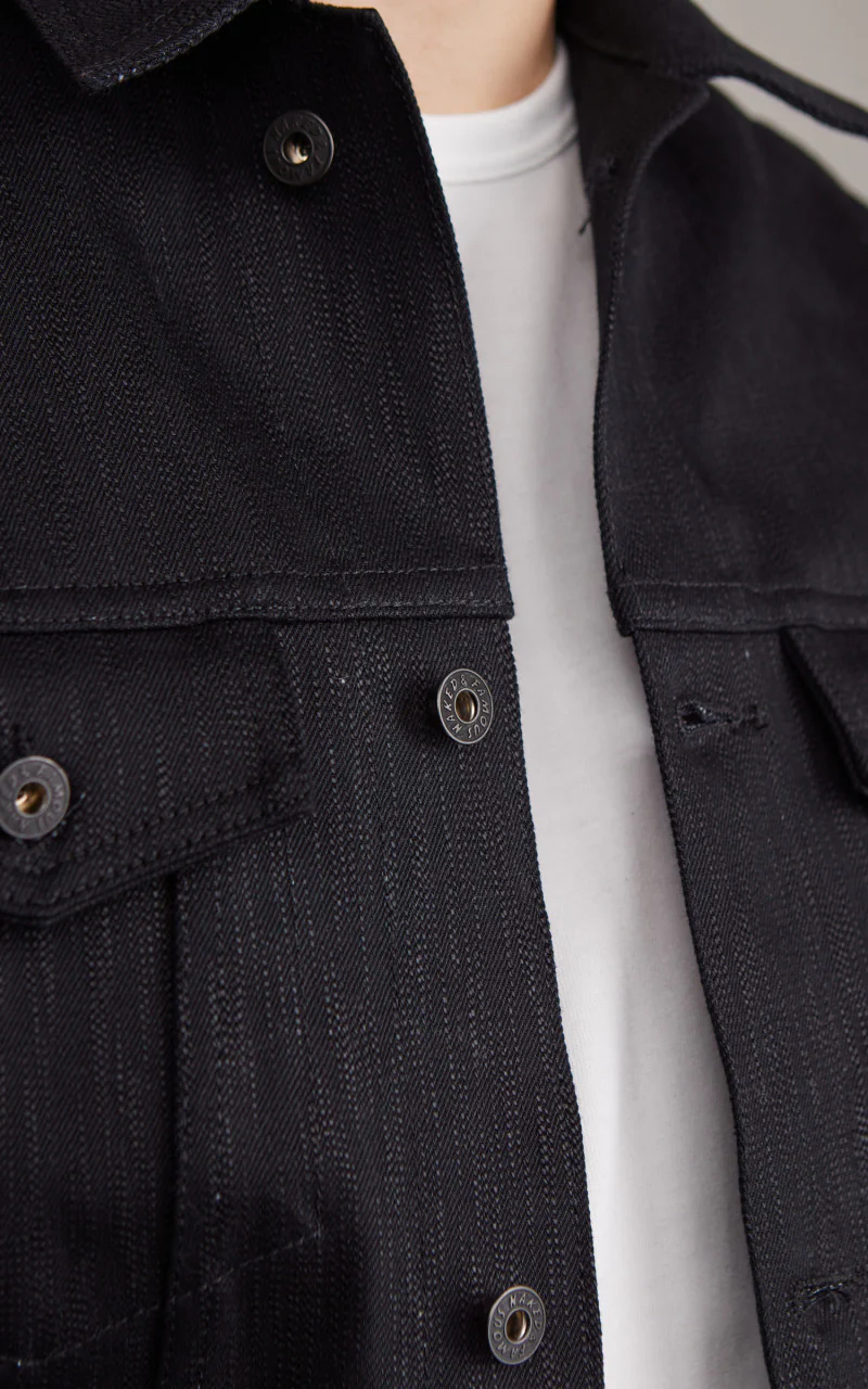 Naked & Famous Denim Denim Jacket Shinigami Selvedge Black 18oz - Image 3