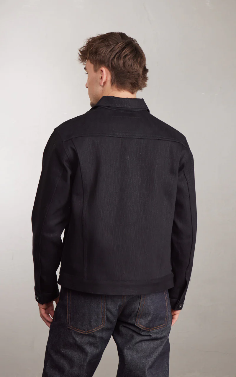 Naked & Famous Denim Denim Jacket Shinigami Selvedge Black 18oz - Image 4