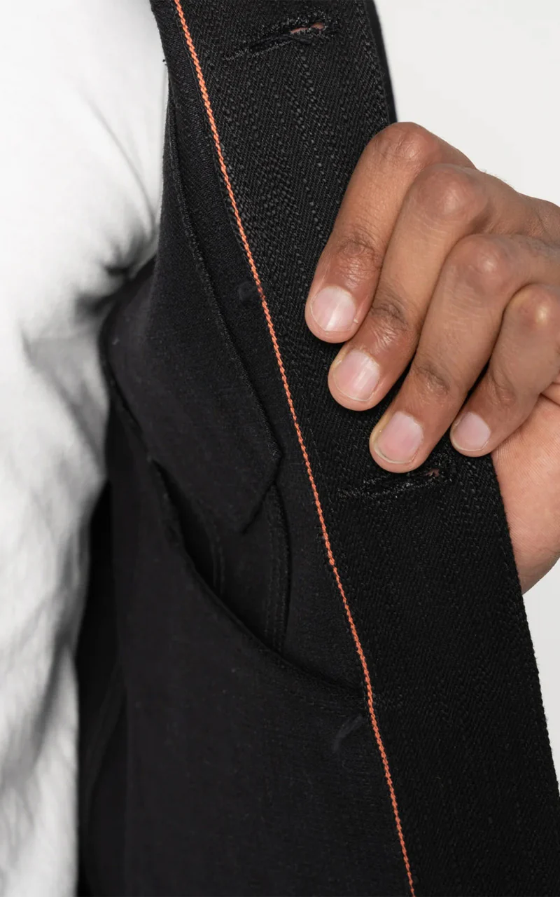 Naked & Famous Denim Denim Jacket Shinigami Selvedge Black 18oz - Image 5
