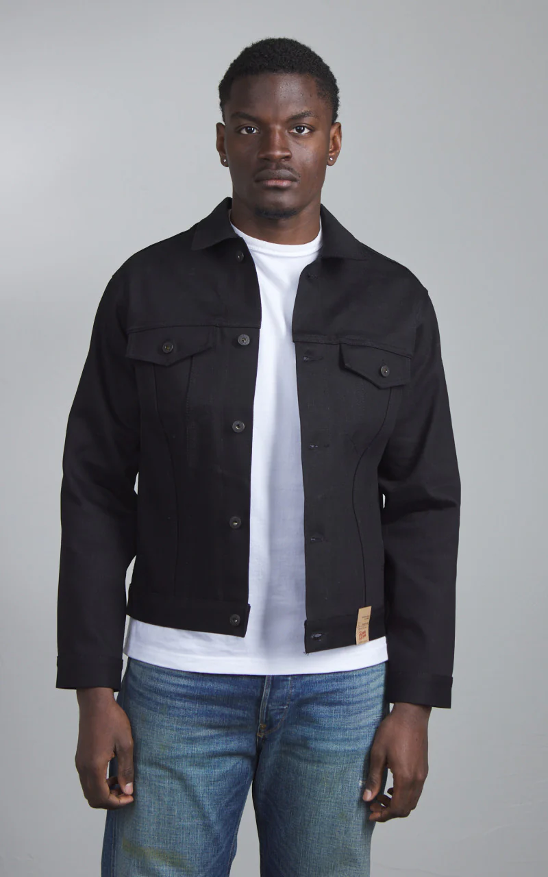 Naked & Famous Denim Denim Jacket Solid Black Selvedge 13oz - Image 2
