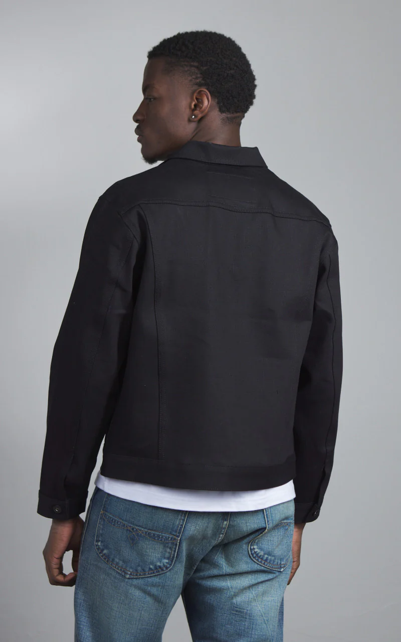 Naked & Famous Denim Denim Jacket Solid Black Selvedge 13oz - Image 3