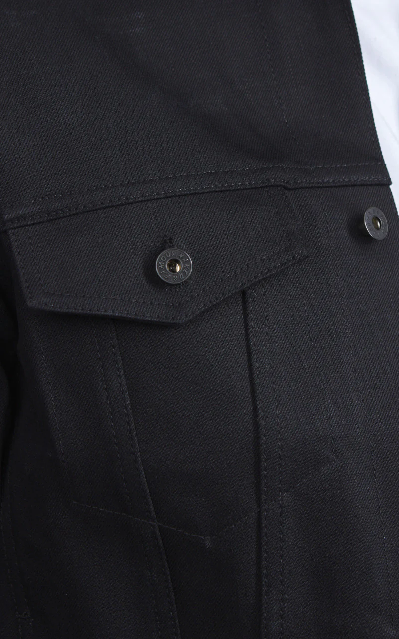 Naked & Famous Denim Denim Jacket Solid Black Selvedge 13oz - Image 4