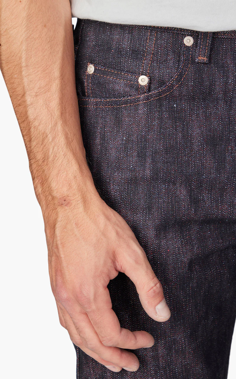 Naked & Famous Denim Easy Guy 15th Anniversary Denim Indigo x Red/White - Image 4