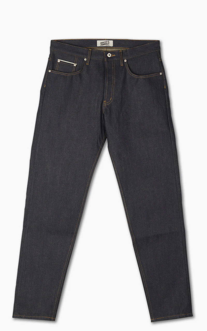 Naked & Famous Denim Easy Guy Pagoda Dyed Selvedge Indigo/Yellow 15oz - Image 3