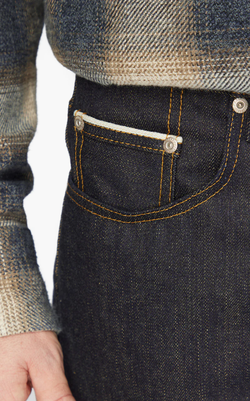Naked & Famous Denim Easy Guy Pagoda Dyed Selvedge Indigo/Yellow 15oz - Image 6