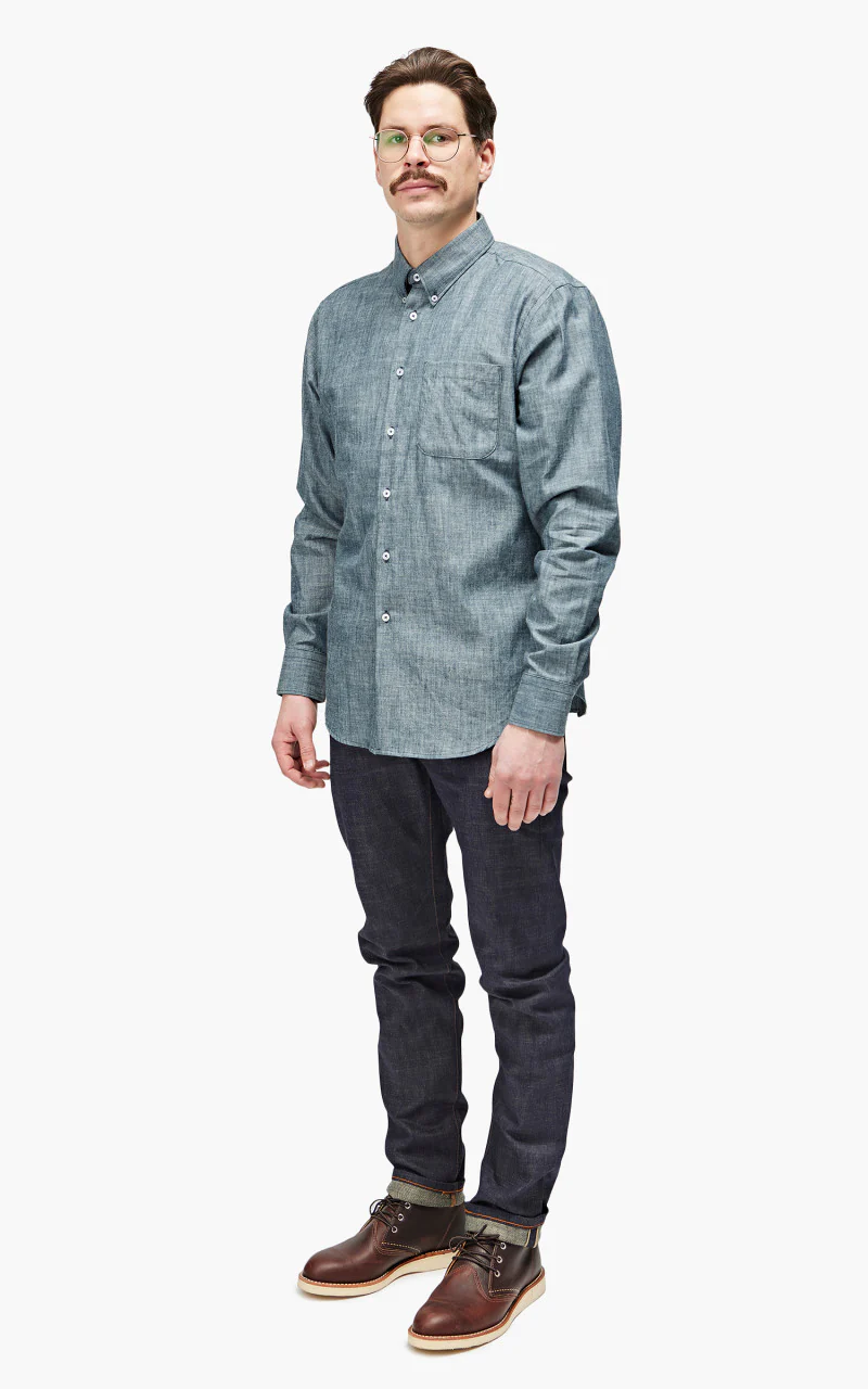 Naked & Famous Denim Easy Shirt Chambray Rinsed Blue 5oz - Image 4