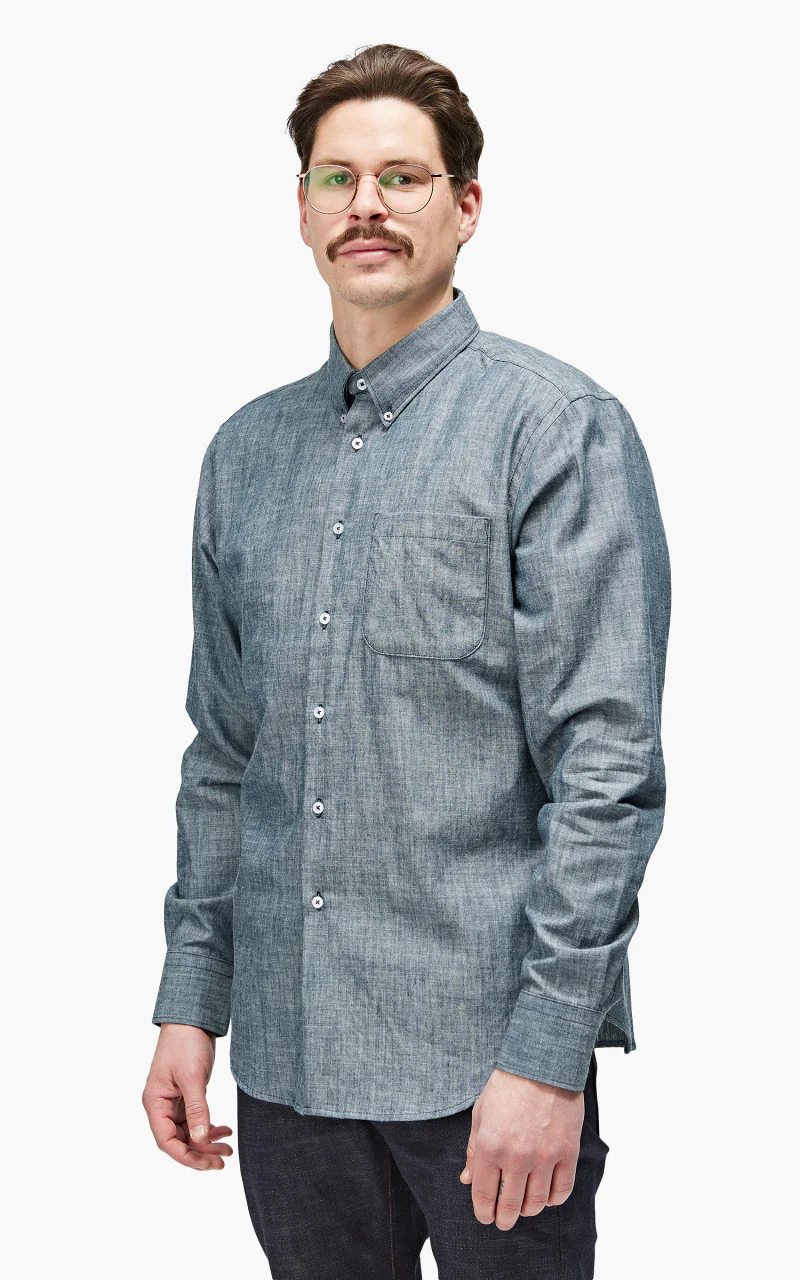 Naked & Famous Denim Easy Shirt Chambray Rinsed Blue 5oz - Image 5