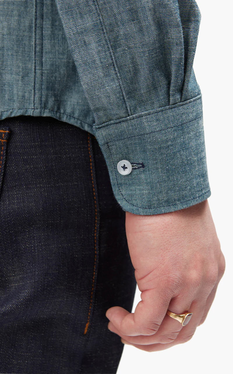 Naked & Famous Denim Easy Shirt Chambray Rinsed Blue 5oz - Image 9