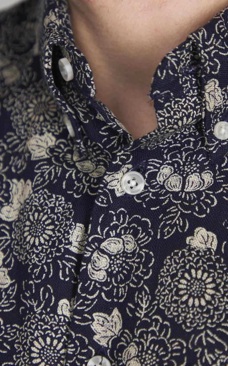 Naked & Famous Denim Easy Shirt Kimono Floral Print Indigo - Image 2