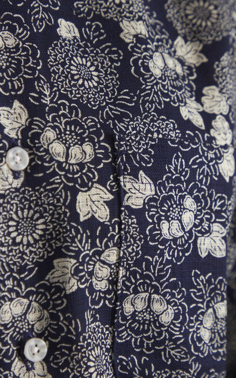 Naked & Famous Denim Easy Shirt Kimono Floral Print Indigo - Image 4
